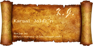 Karsai Jolán névjegykártya