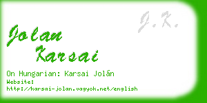 jolan karsai business card